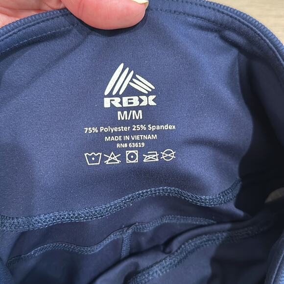 RBX Dark Blue Ribbed‎ Detail Front Tie Polyester Active Workout Leggings Size M - Picture 7 of 11